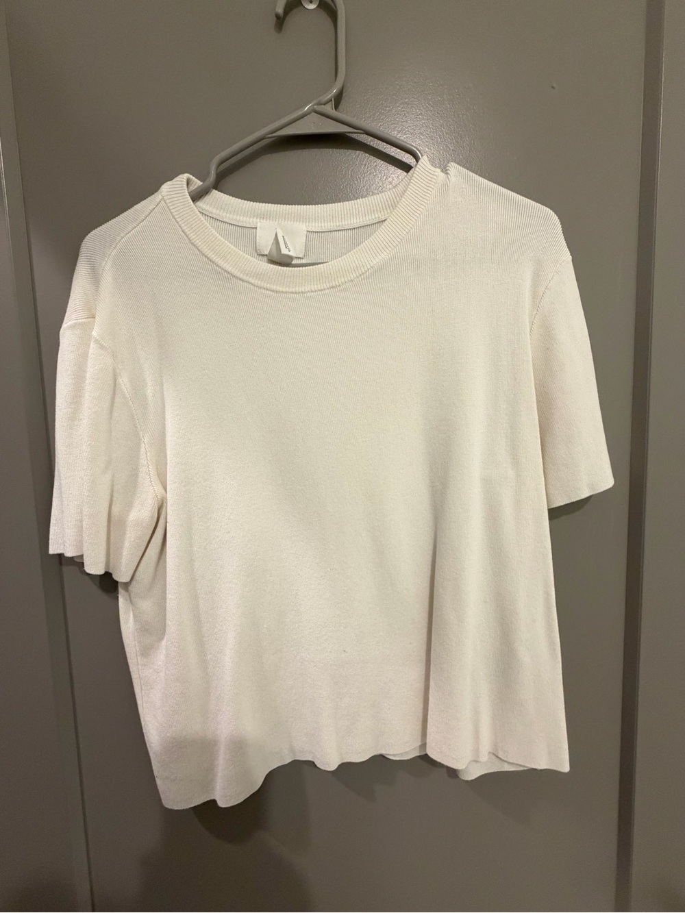 H&M Women's Short-Sleeve Crewneck Tee in Cream